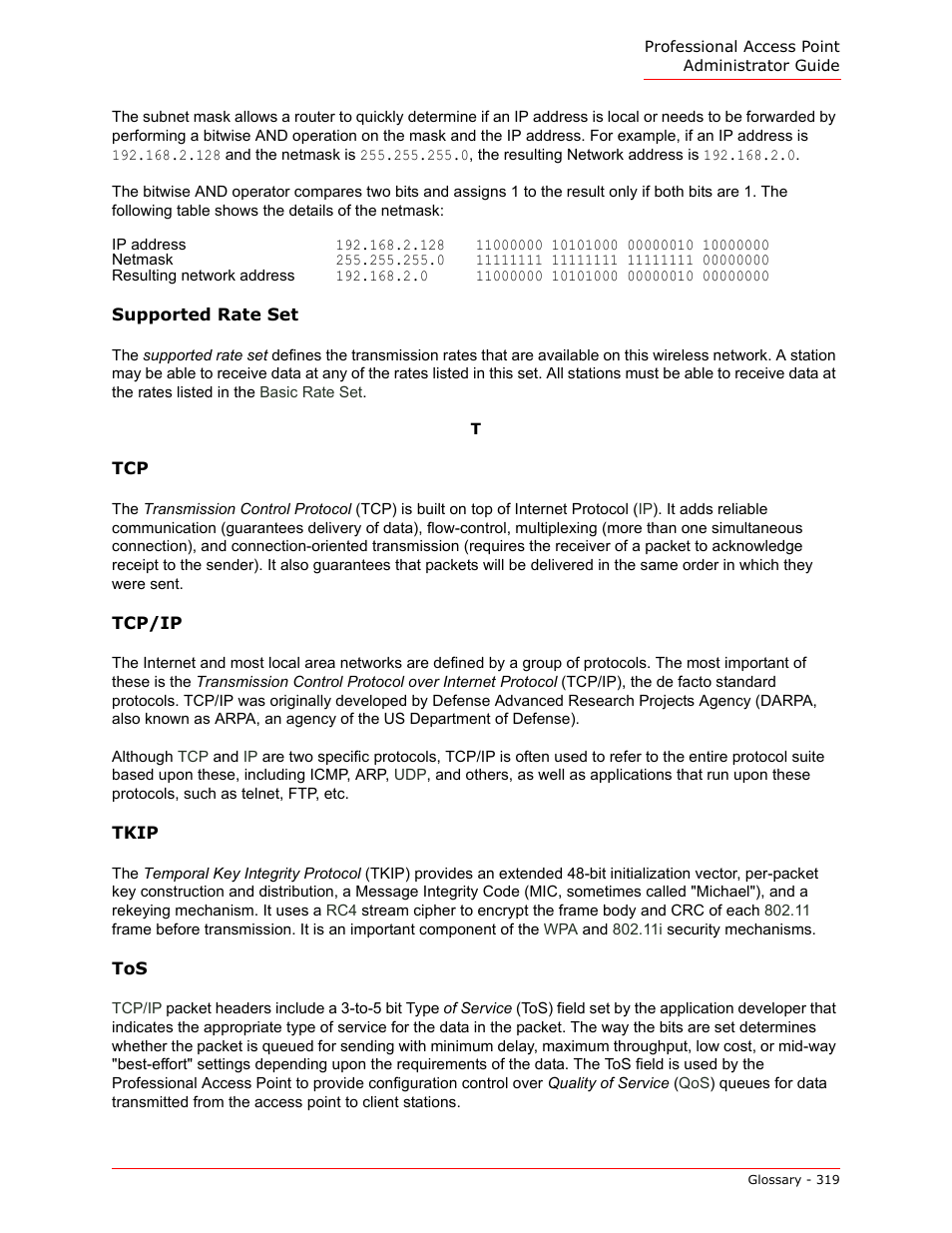 Tkip, Tcp/ip, That facilit | USRobotics Instant802 APSDK User Manual | Page 319 / 328