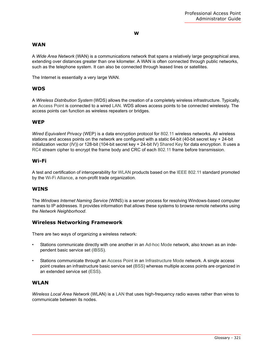 Wlan, Atic, Wireless networking framework | Wireless network, Ing framework, Wi-fi, Is a dat, Uses a fi, Keys in, That | USRobotics Instant802 APSDK User Manual | Page 321 / 328