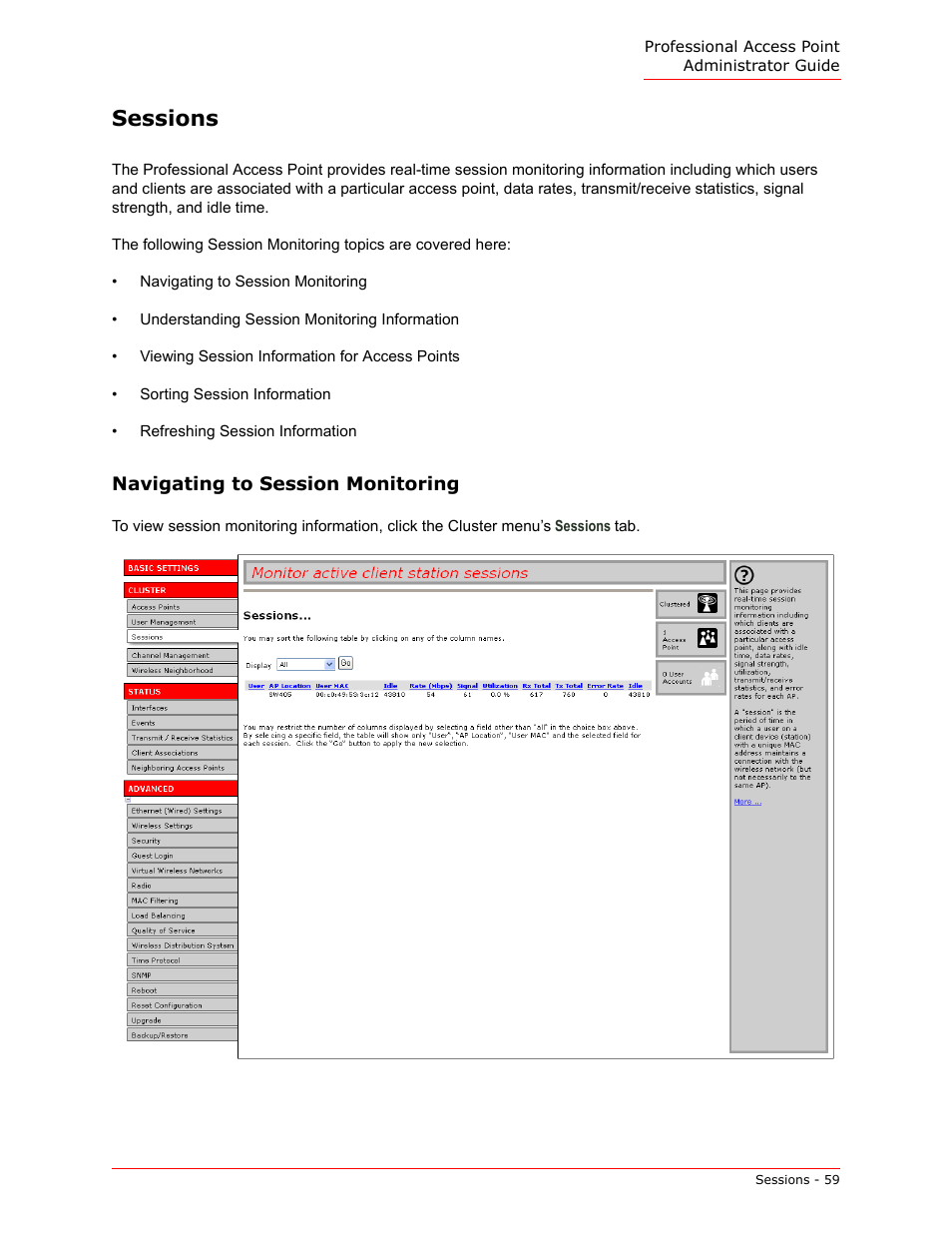 Sessions | USRobotics Instant802 APSDK User Manual | Page 59 / 328