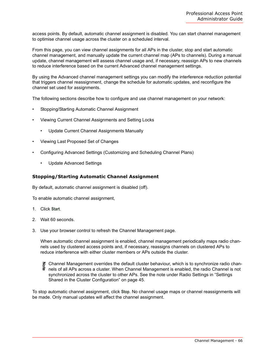 Stopping/starting automatic channel assignment | USRobotics Instant802 APSDK User Manual | Page 66 / 328