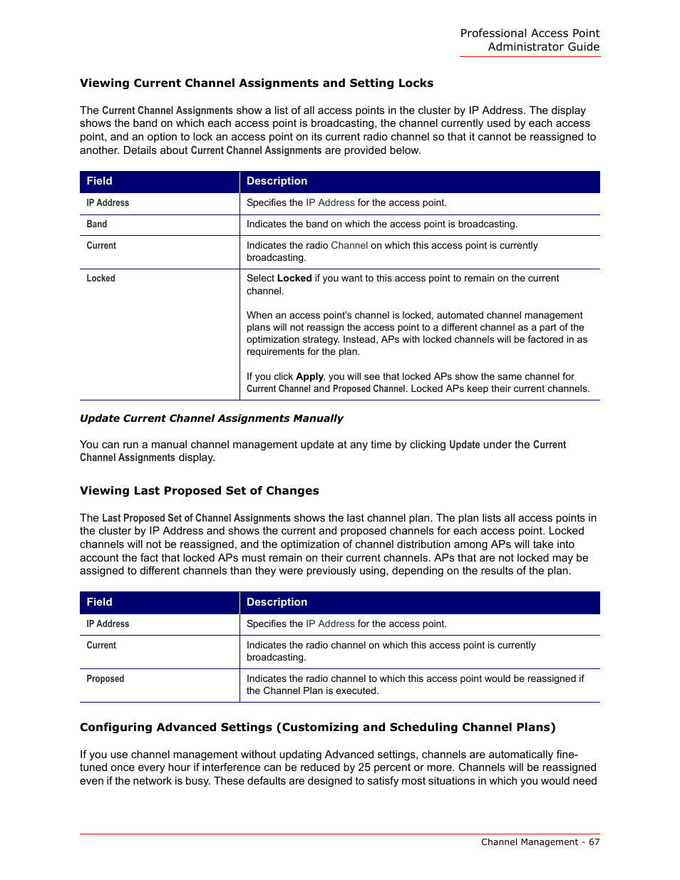 Viewing last proposed set of changes, Update current channel assignments manually | USRobotics Instant802 APSDK User Manual | Page 67 / 328