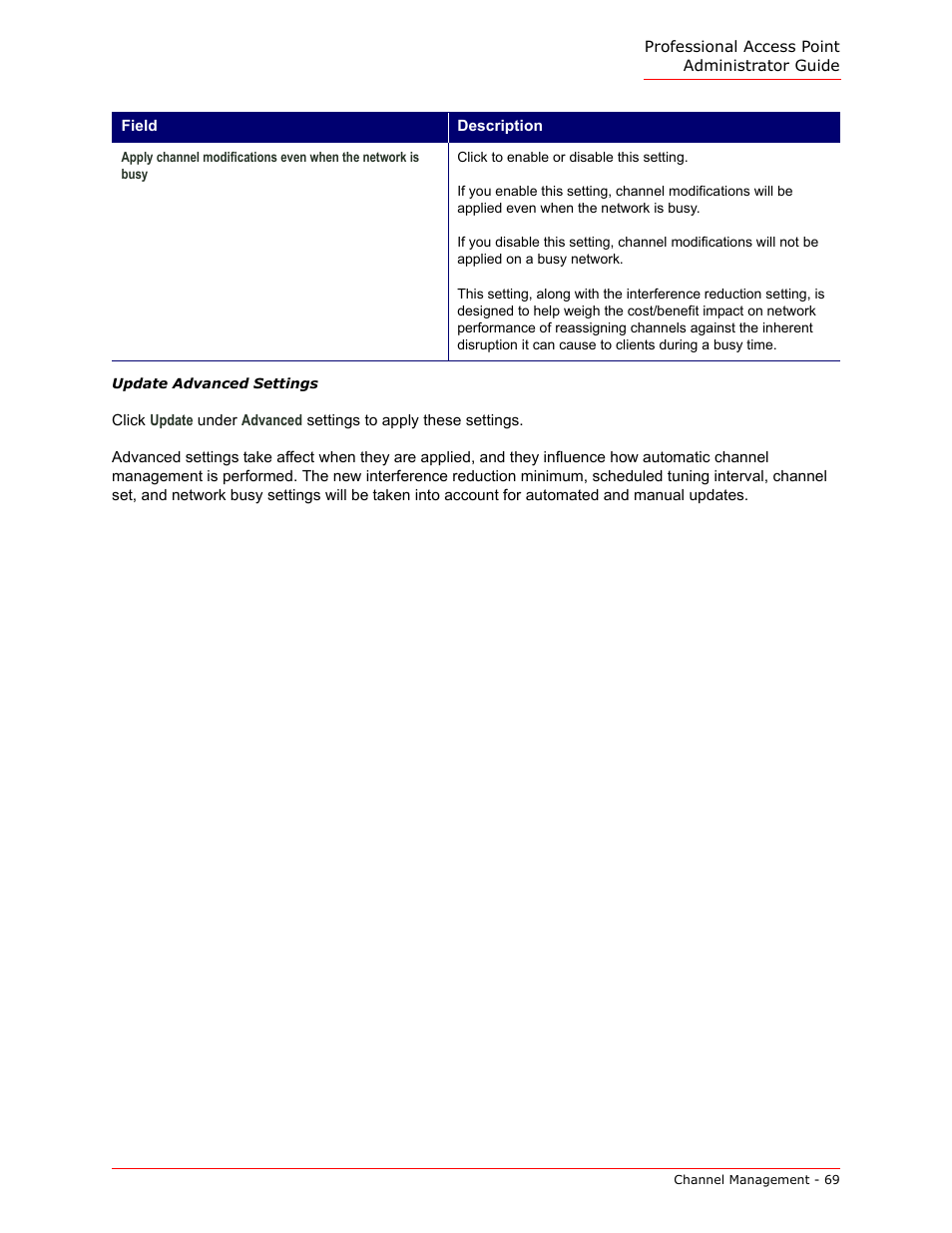 Update advanced settings | USRobotics Instant802 APSDK User Manual | Page 69 / 328