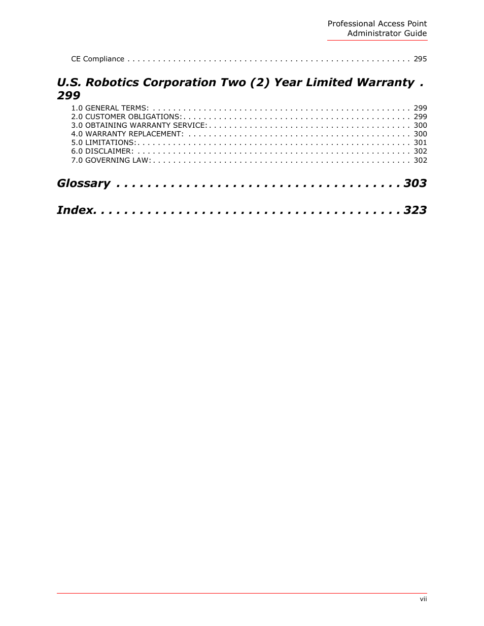 Glossary index | USRobotics Instant802 APSDK User Manual | Page 7 / 328