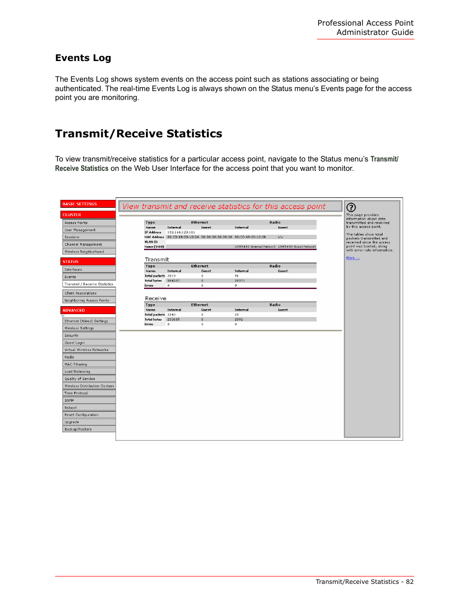 Transmit/receive statistics | USRobotics Instant802 APSDK User Manual | Page 82 / 328