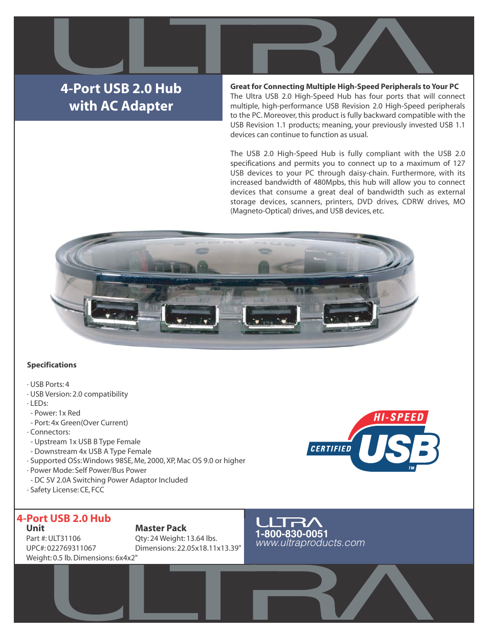 Ultra Products ULT31106 User Manual | 1 page