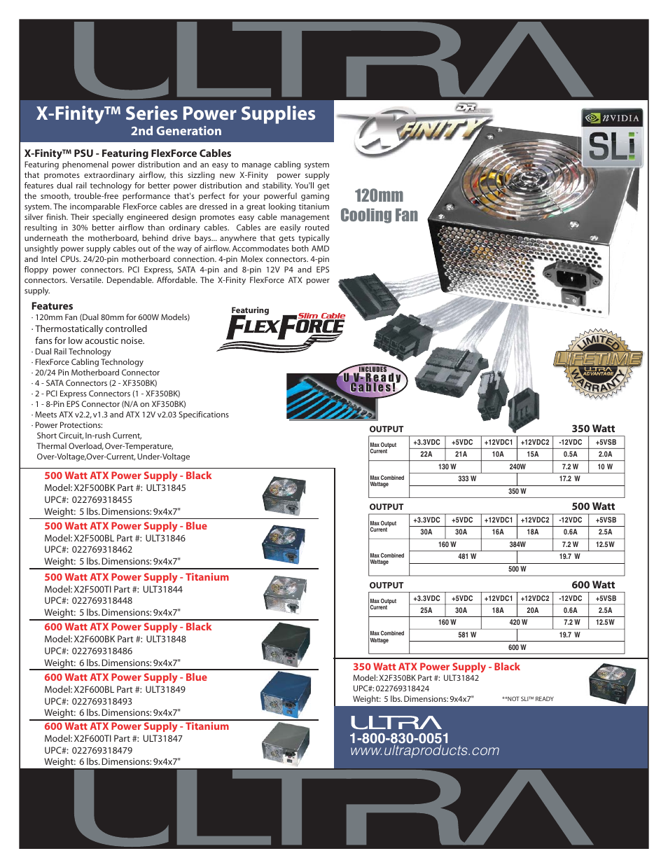 Ultra Products X-Finity Series User Manual | 1 page