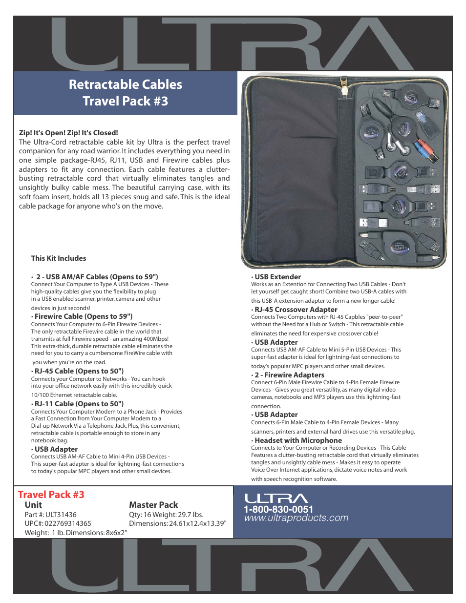 Ultra Products Travel Pack #3 ULT31436 User Manual | 1 page