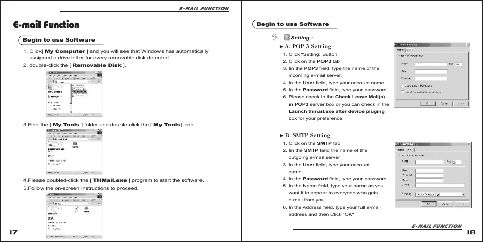 E-mail function | Ultra Products MP3 Player User Manual | Page 10 / 12