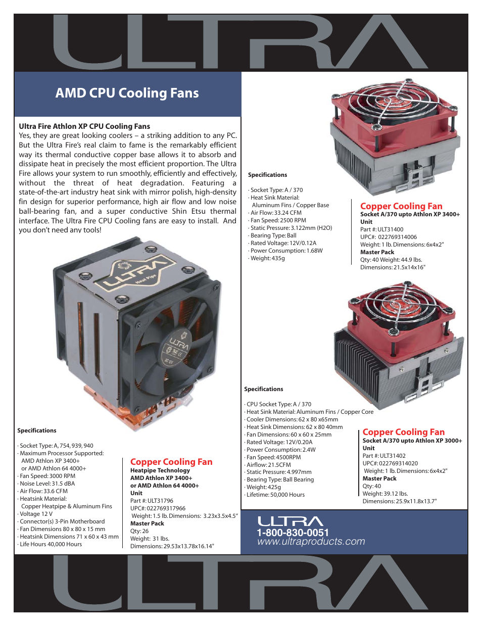 Ultra Products CPU Cooling Fans AMD User Manual | 1 page