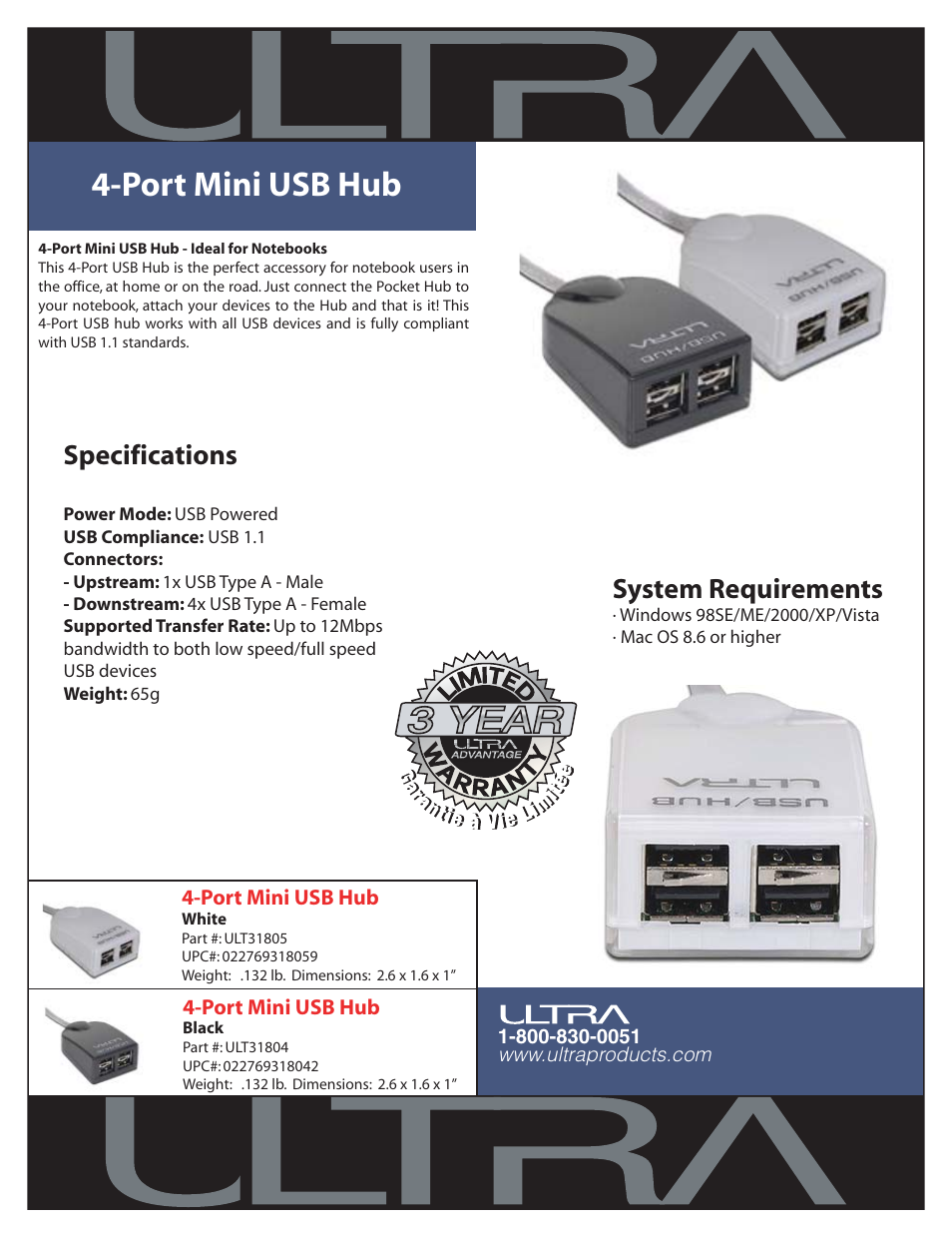 Ultra Products ULT31805 User Manual | 1 page