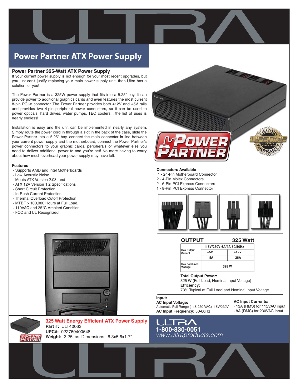 Ultra Products ULT40063 User Manual | 1 page