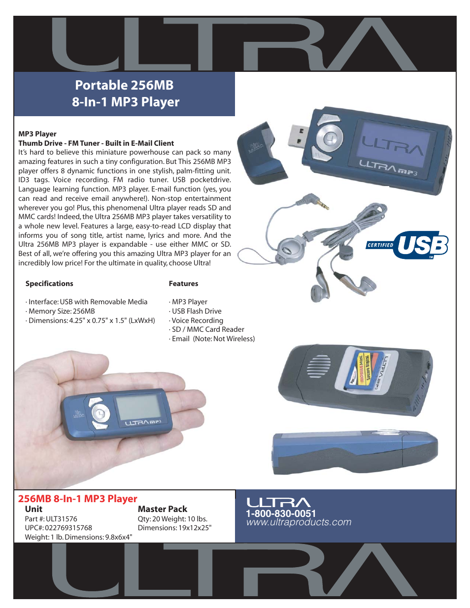 Ultra Products ULT31576 User Manual | 1 page