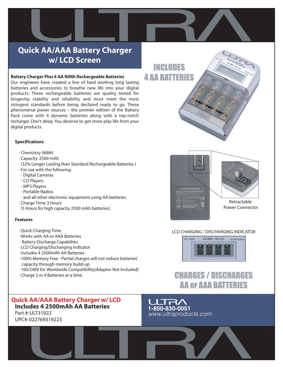 Ultra Products ULT31922 User Manual | 1 page