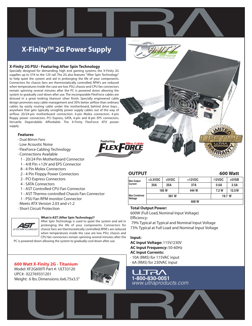 Ultra Products X-Finity User Manual | 1 page