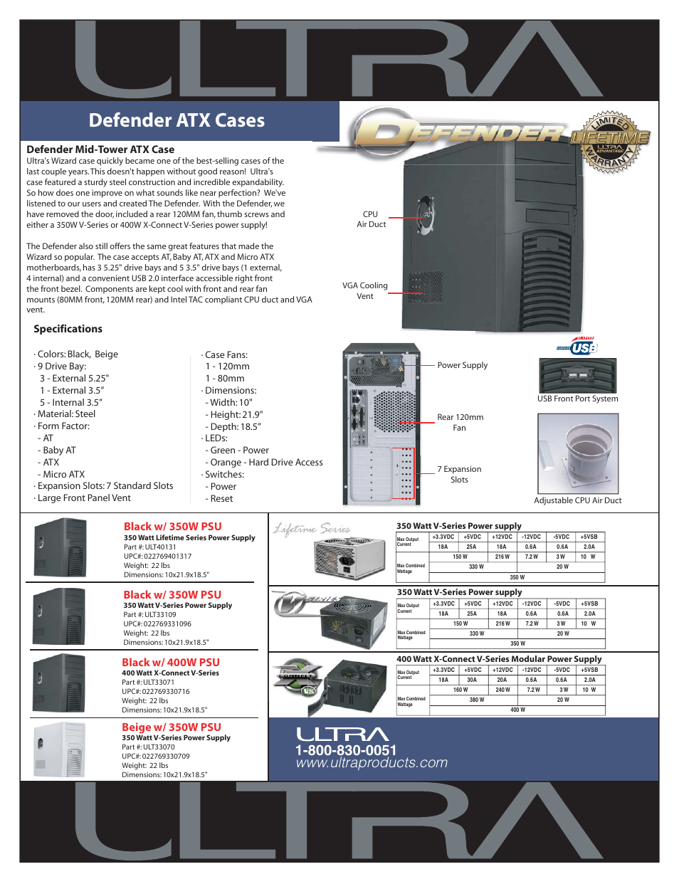 Ultra Products ATX Cases Defender User Manual | 1 page