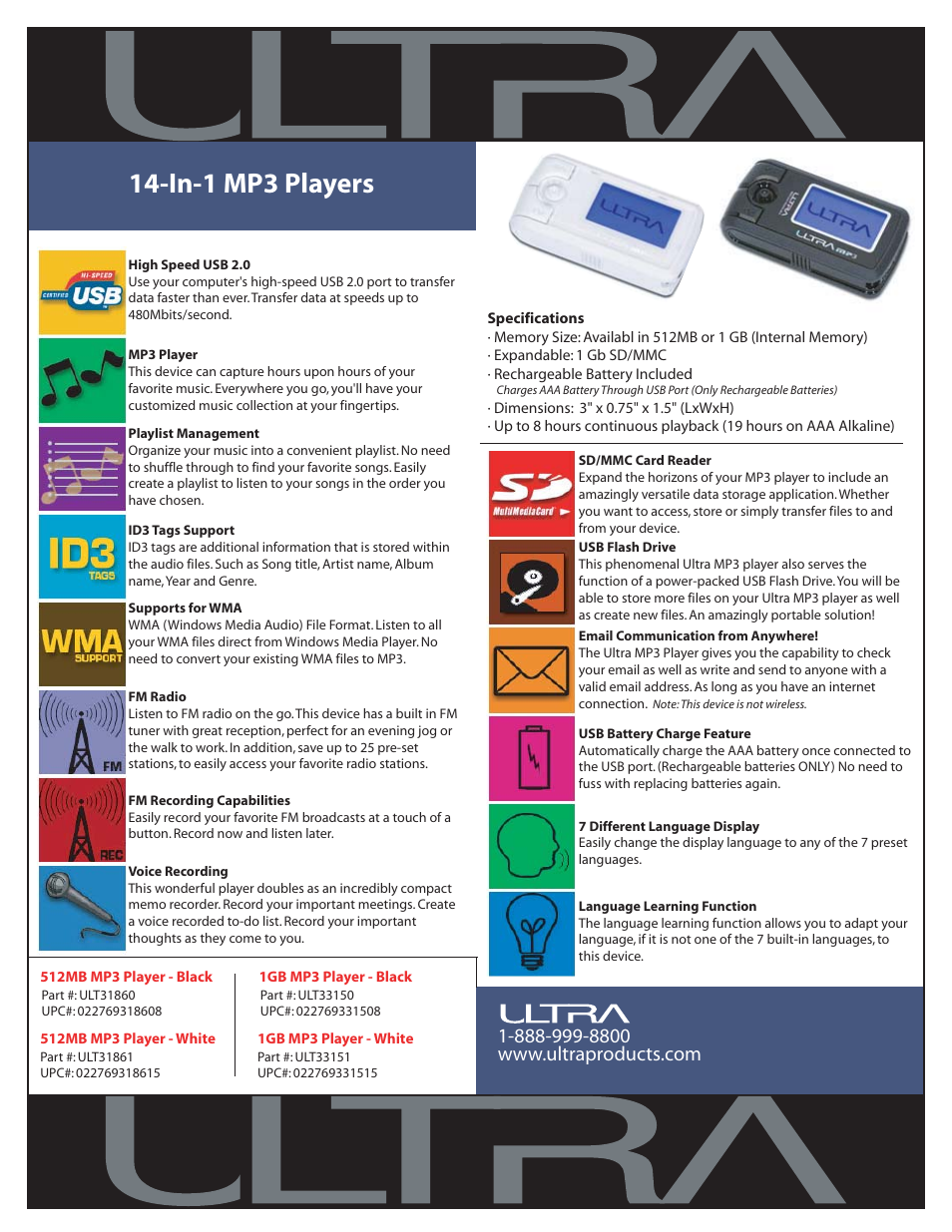 Ultra Products ULT31861 User Manual | 1 page
