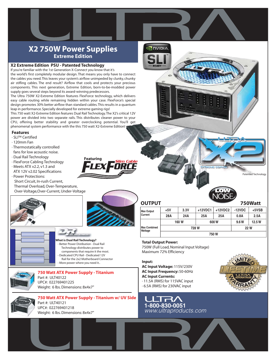 Ultra Products X2 750W User Manual | 1 page