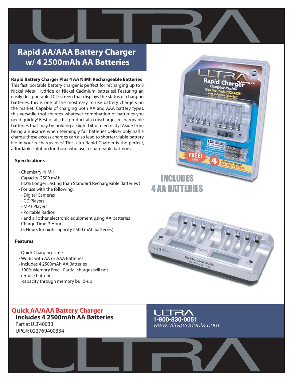 Ultra Products ULT40033 User Manual | 1 page