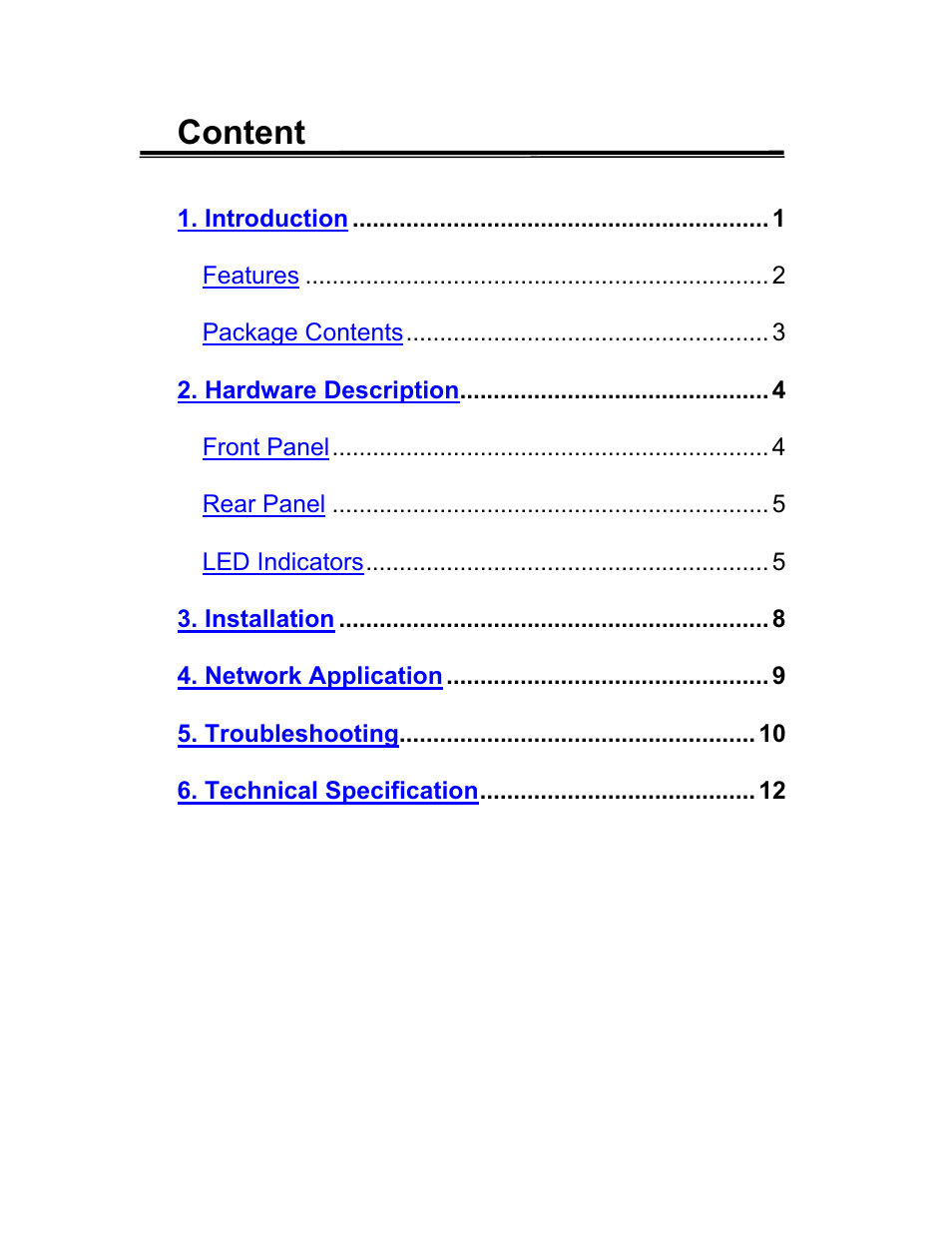 Content | UNICOM Electric DynaGST/1602G User Manual | Page 2 / 17