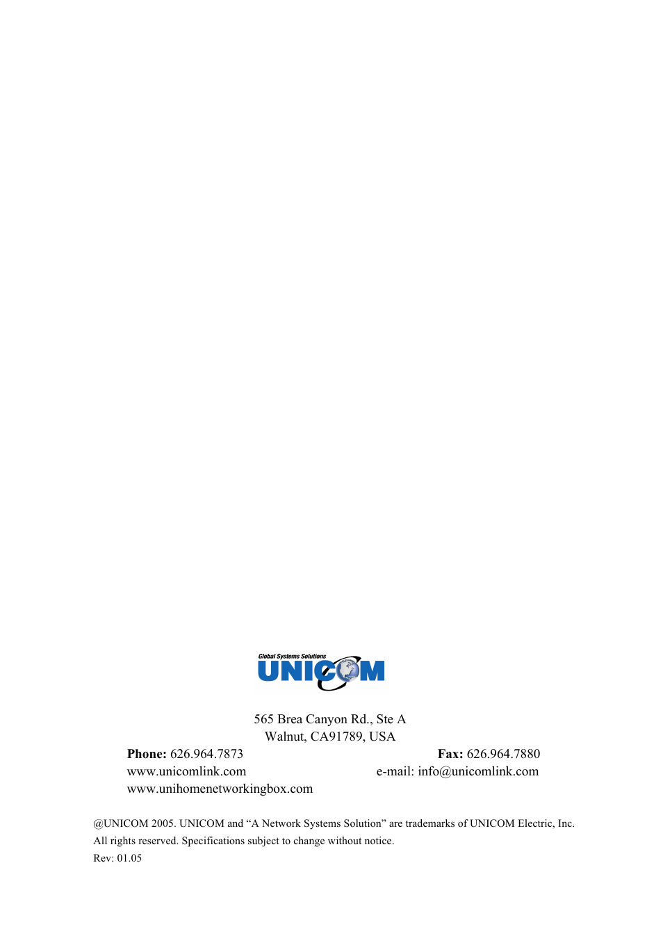 UNICOM Electric fep-31024t-2 User Manual | Page 8 / 8
