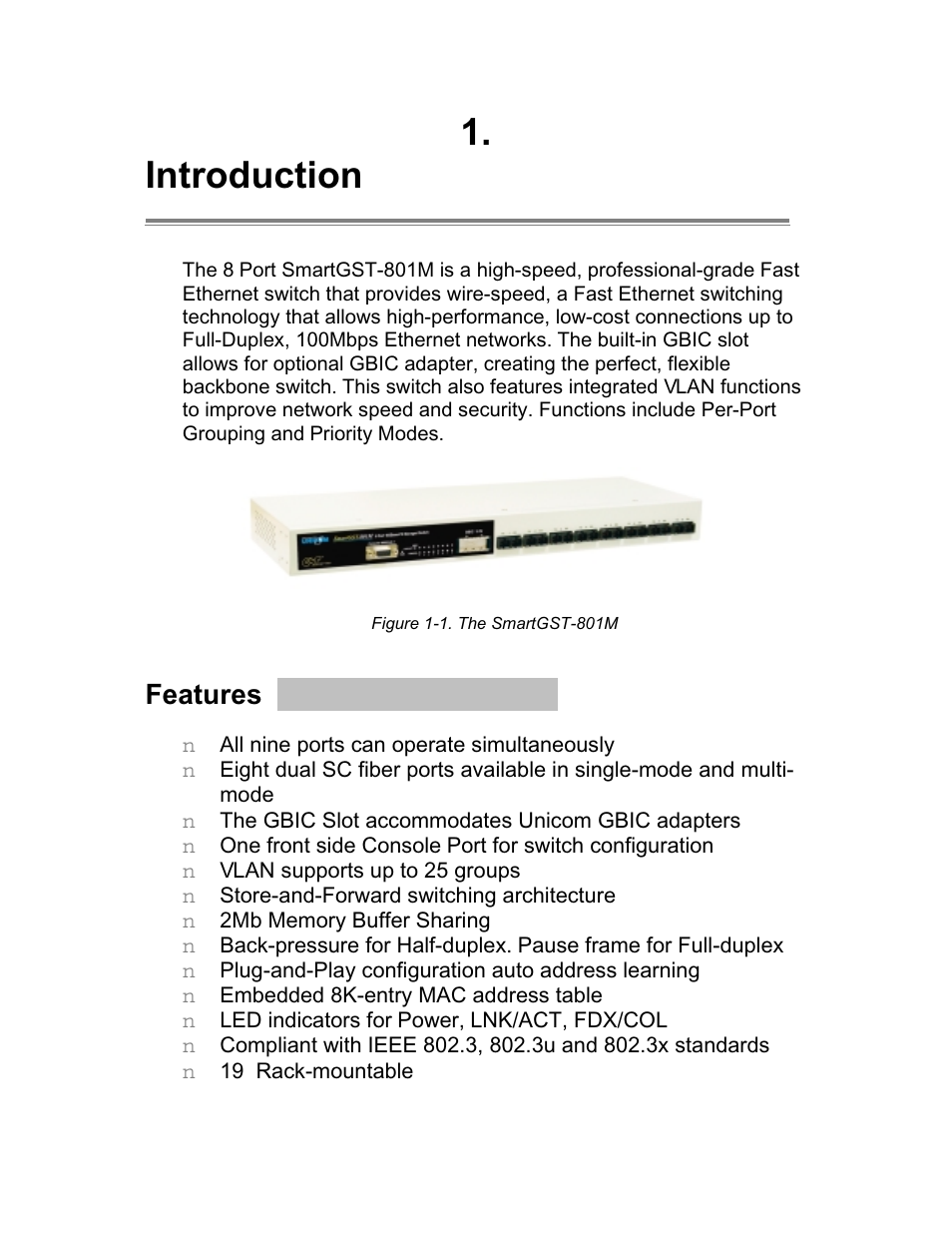 Introduction, Features | UNICOM Electric 8 User Manual | Page 2 / 64