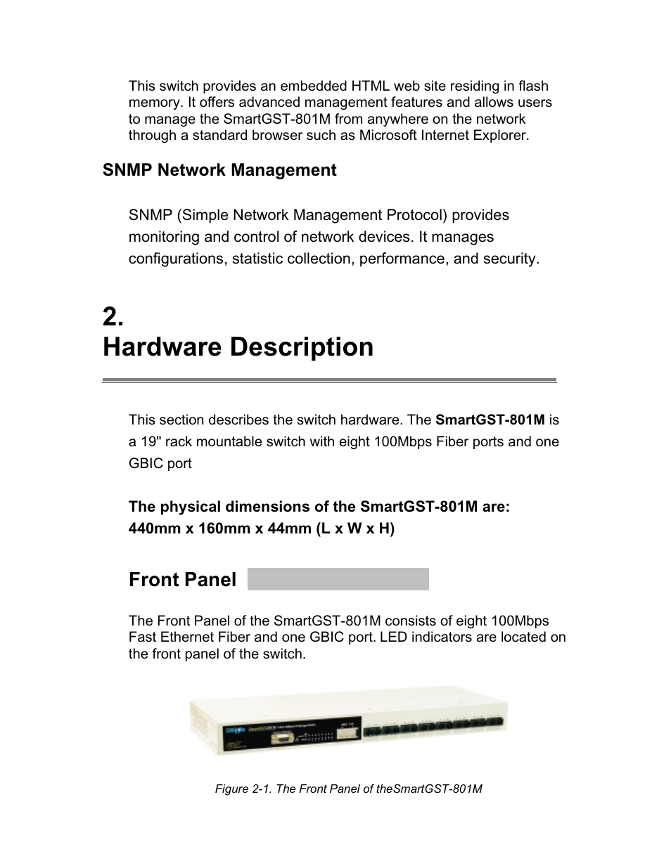 Hardware description, Front panel | UNICOM Electric 8 User Manual | Page 5 / 64