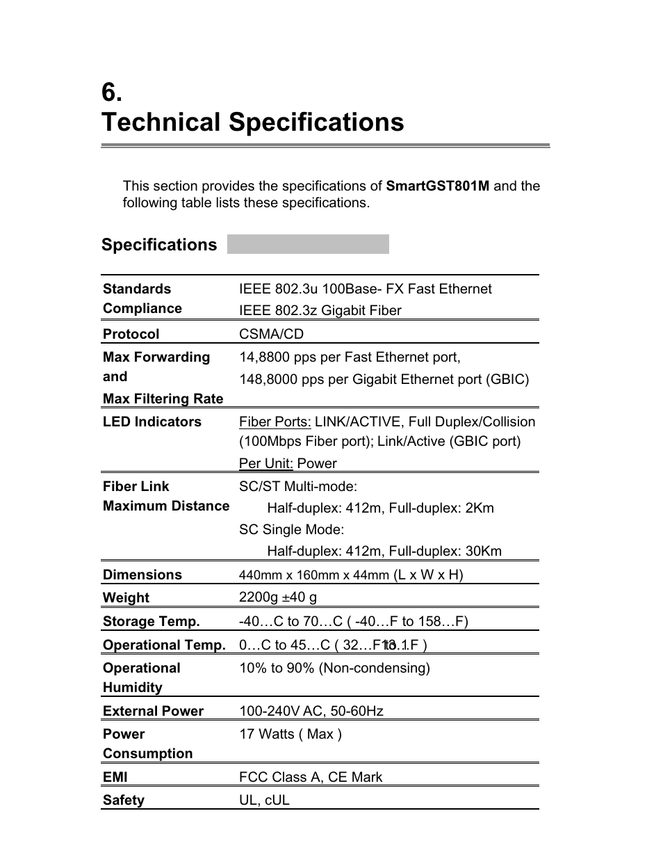 Technical specifications, Specifications | UNICOM Electric 8 User Manual | Page 62 / 64