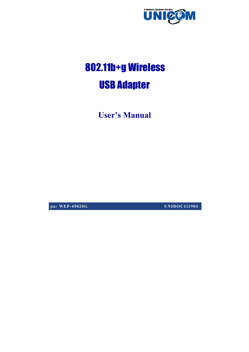 UNICOM Electric 802.11b+g User Manual | 35 pages