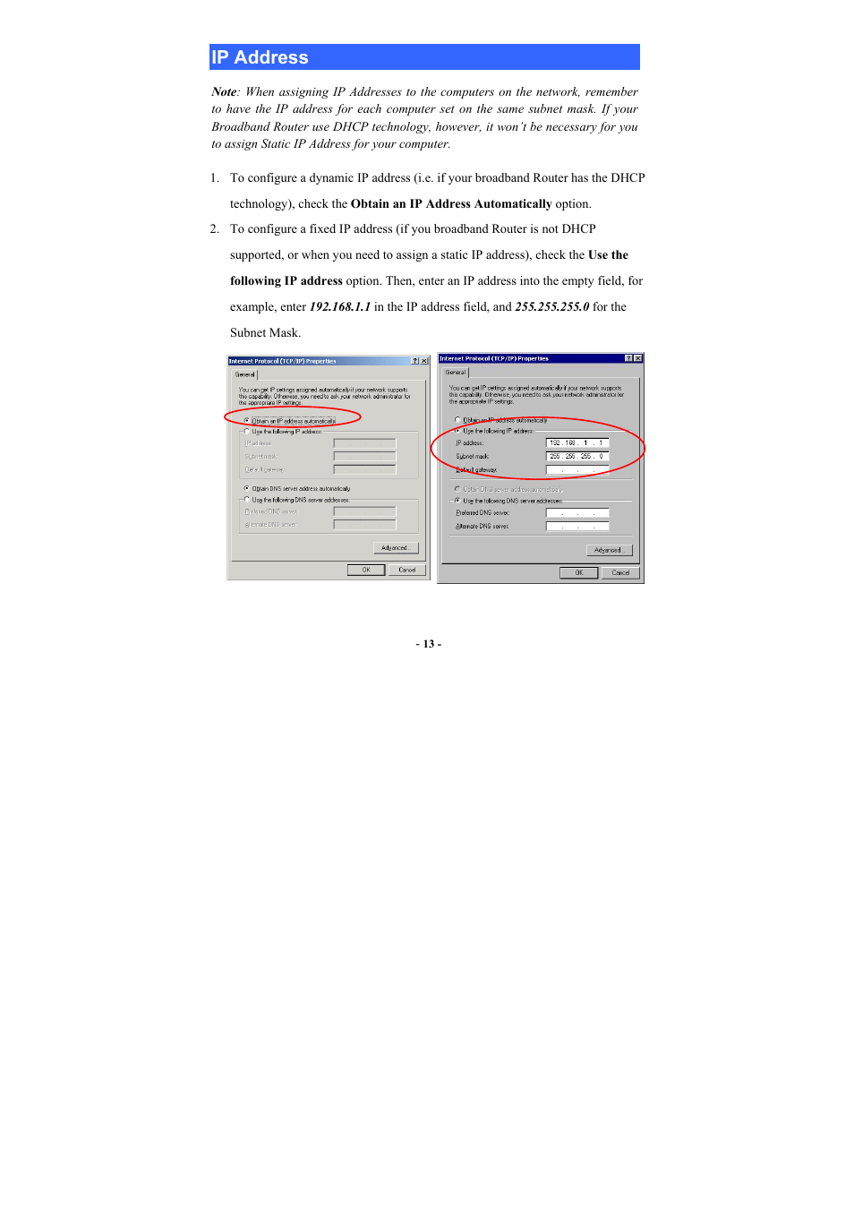 Ip address, Ip a, Ddress | UNICOM Electric 802.11b+g User Manual | Page 16 / 35