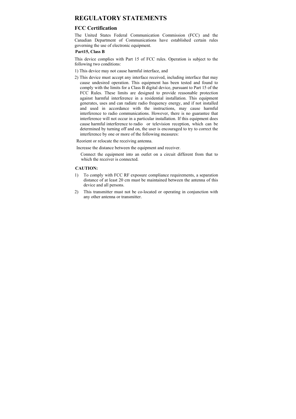 Regulatory statements | UNICOM Electric 802.11b+g User Manual | Page 2 / 35