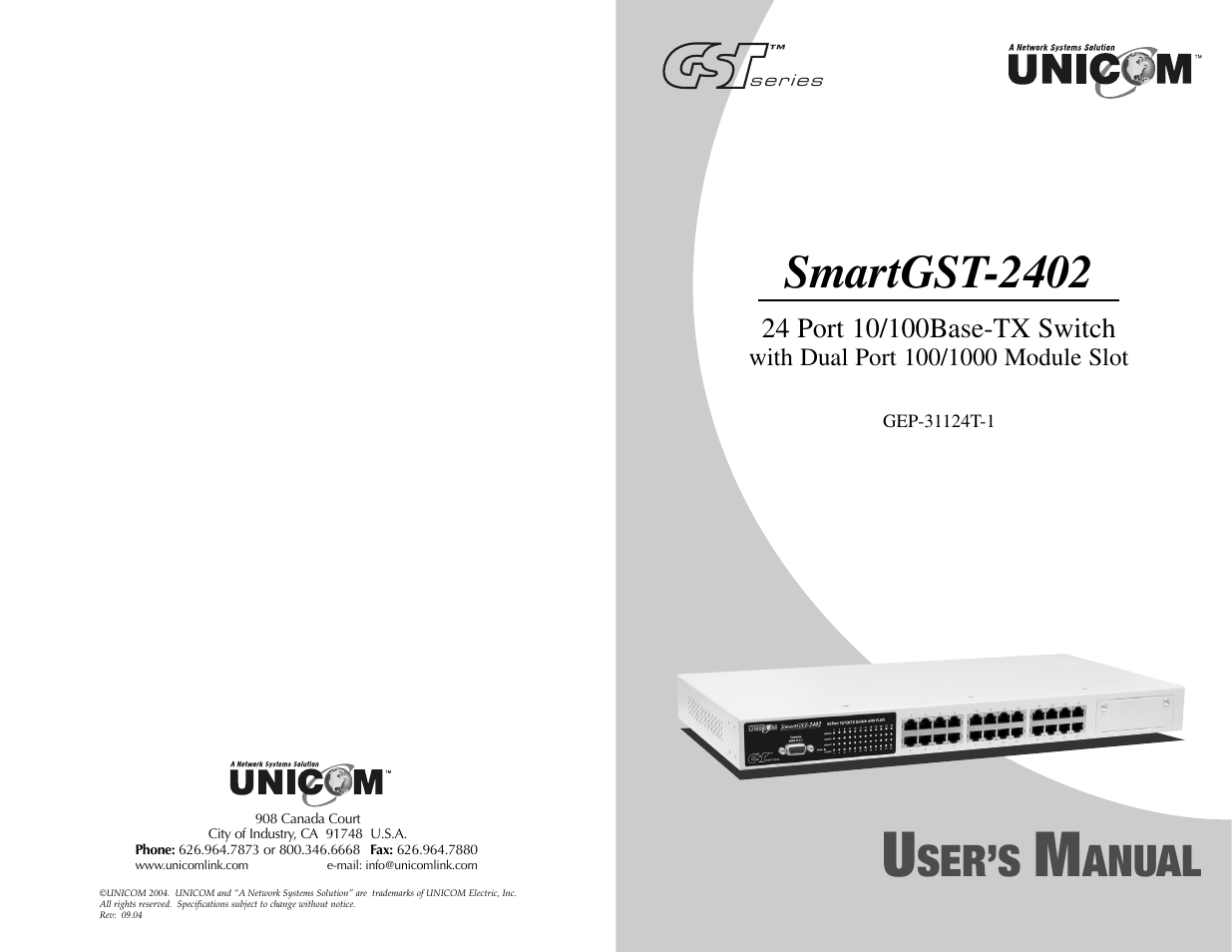 UNICOM Electric GST-2402 User Manual | 34 pages