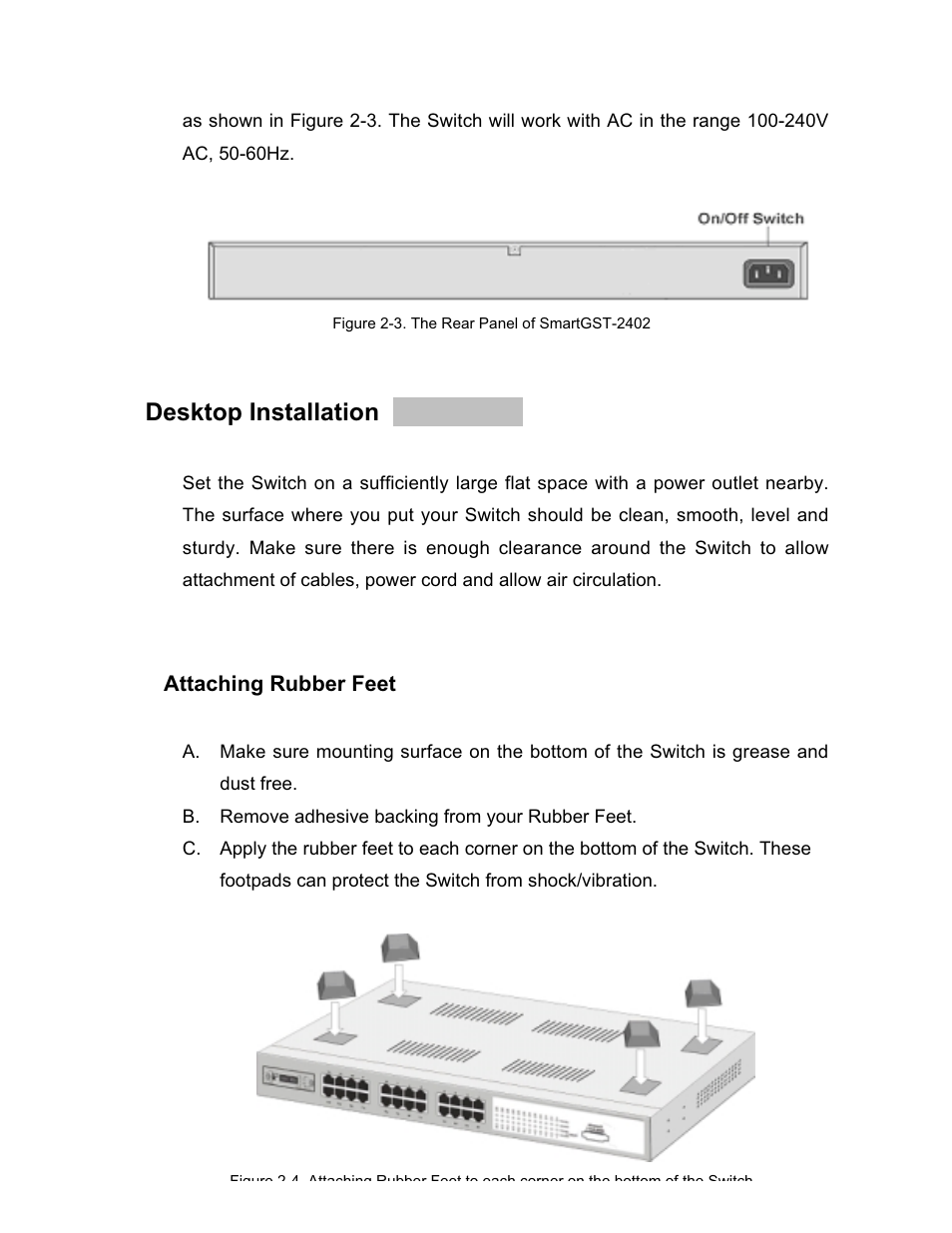 Desktop installation | UNICOM Electric GST-2402 User Manual | Page 11 / 34