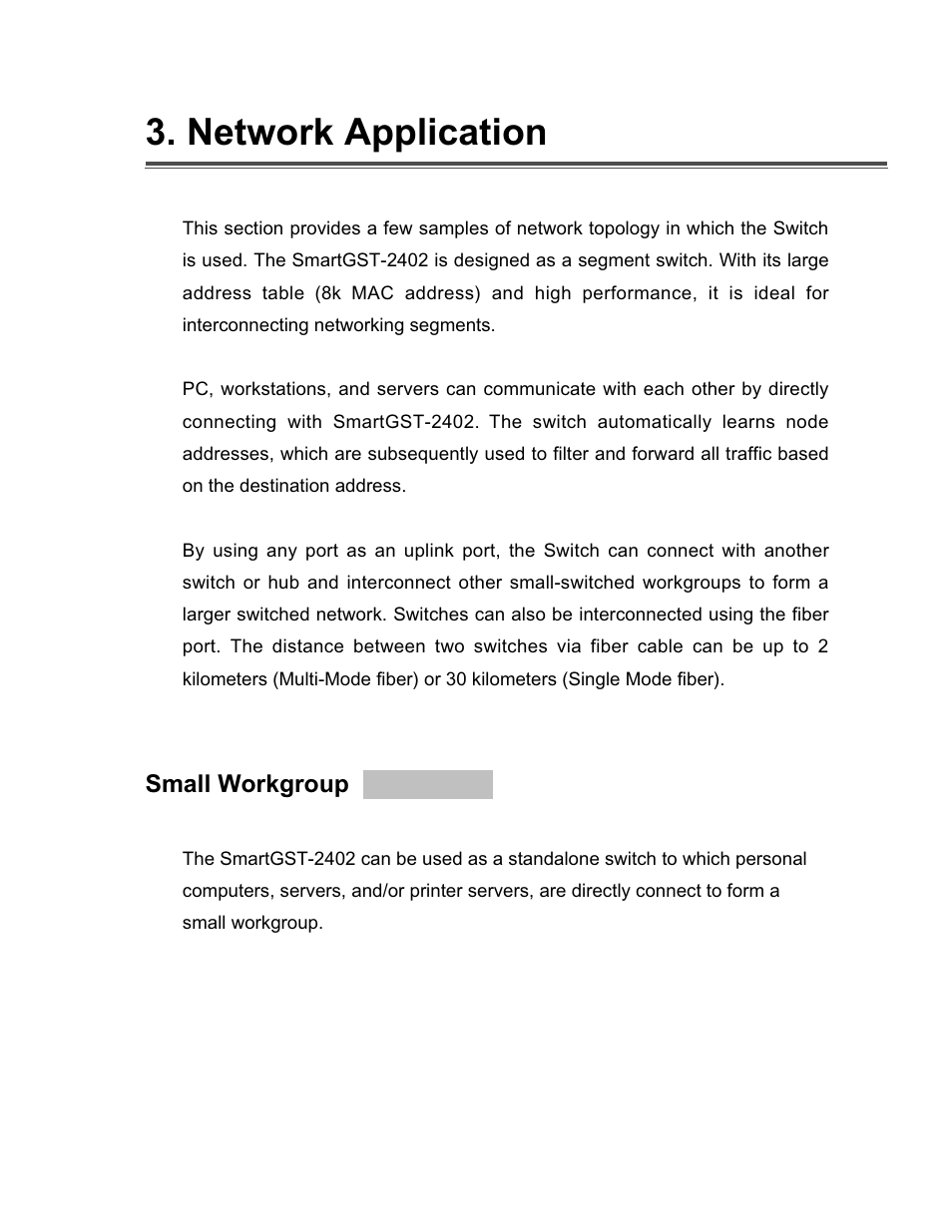 Network application, Small workgroup | UNICOM Electric GST-2402 User Manual | Page 14 / 34