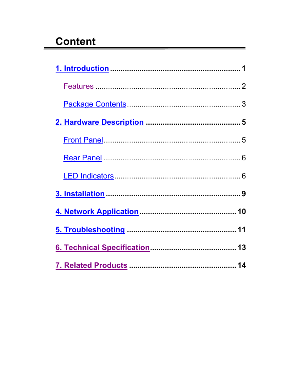 Content | UNICOM Electric DynaGST/2402G User Manual | Page 2 / 18