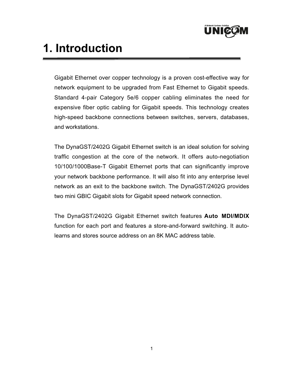 Introduction | UNICOM Electric DynaGST/2402G User Manual | Page 4 / 18