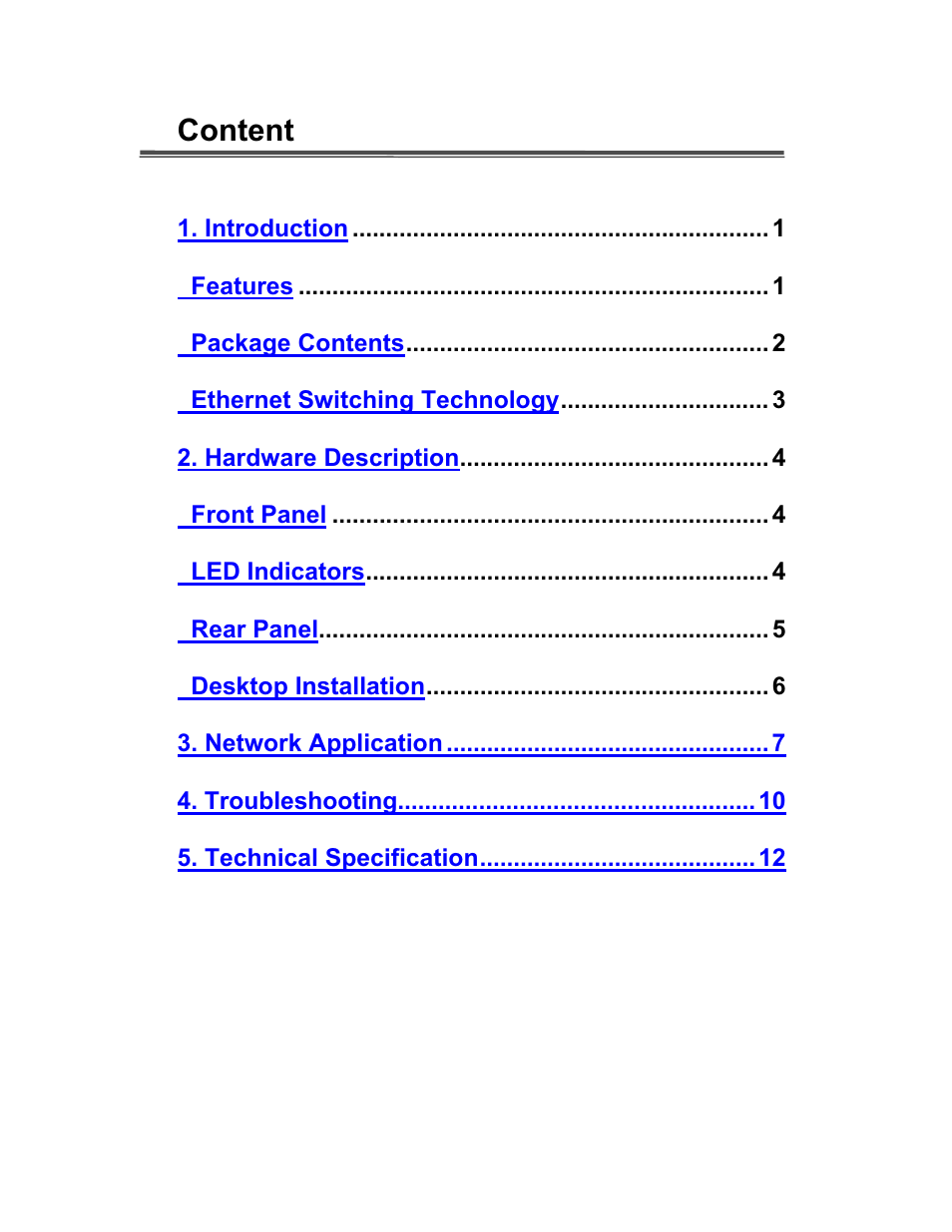 Content | UNICOM Electric FEP-32024T User Manual | Page 2 / 15