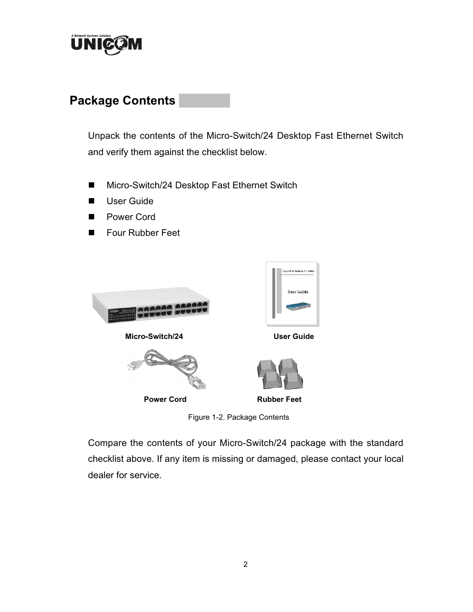 Package contents | UNICOM Electric FEP-32024T User Manual | Page 5 / 15