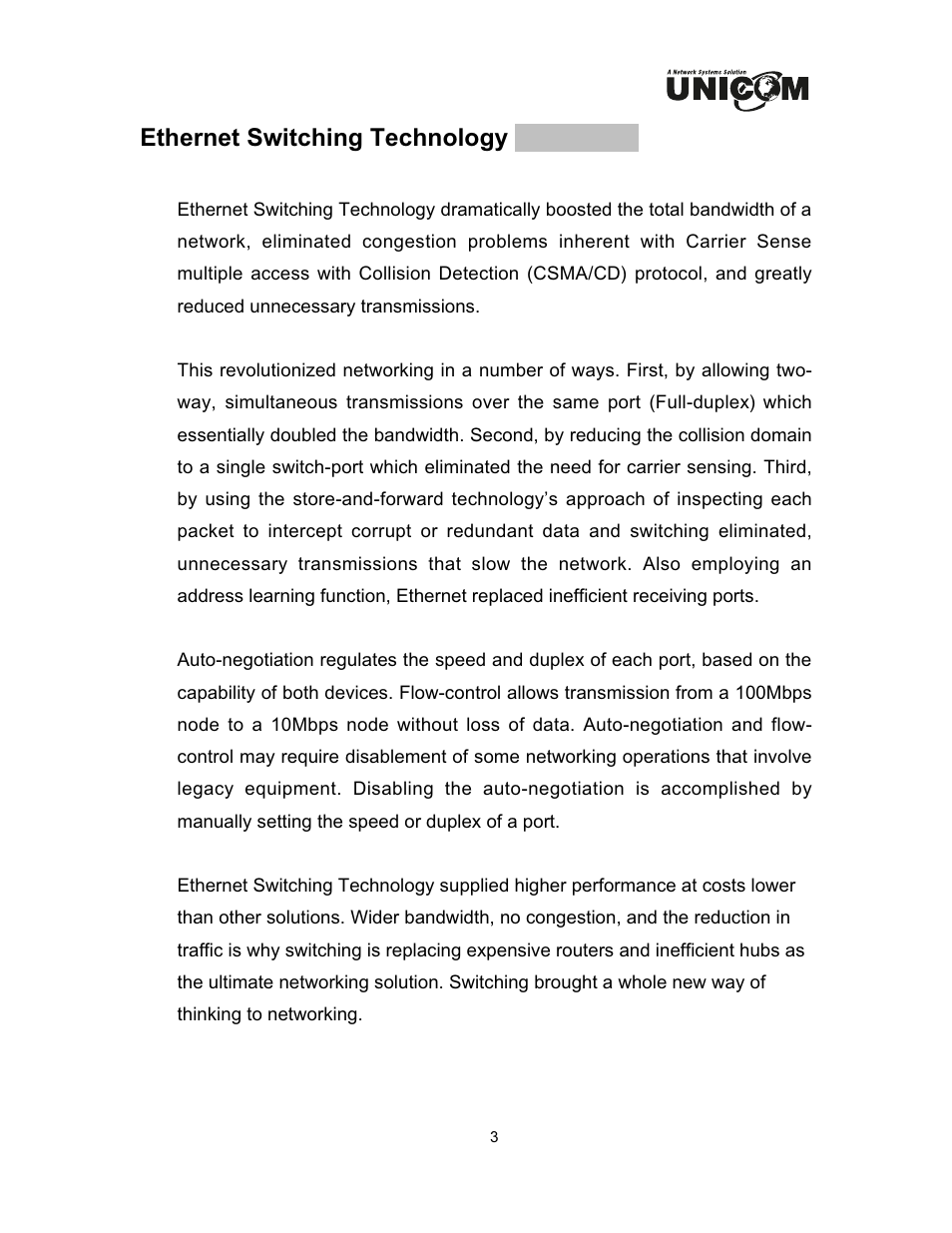 Ethernet switching technology | UNICOM Electric FEP-32024T User Manual | Page 6 / 15