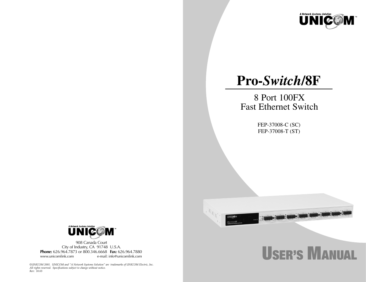 UNICOM Electric Pro- 8F User Manual | 10 pages