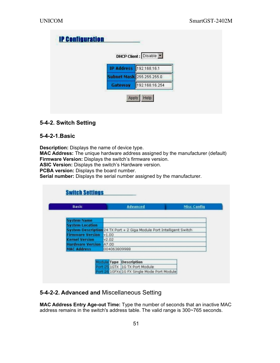 UNICOM Electric SmartGST-2402M User Manual | Page 52 / 82