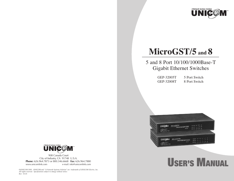 UNICOM Electric GEP-32008T User Manual | 12 pages