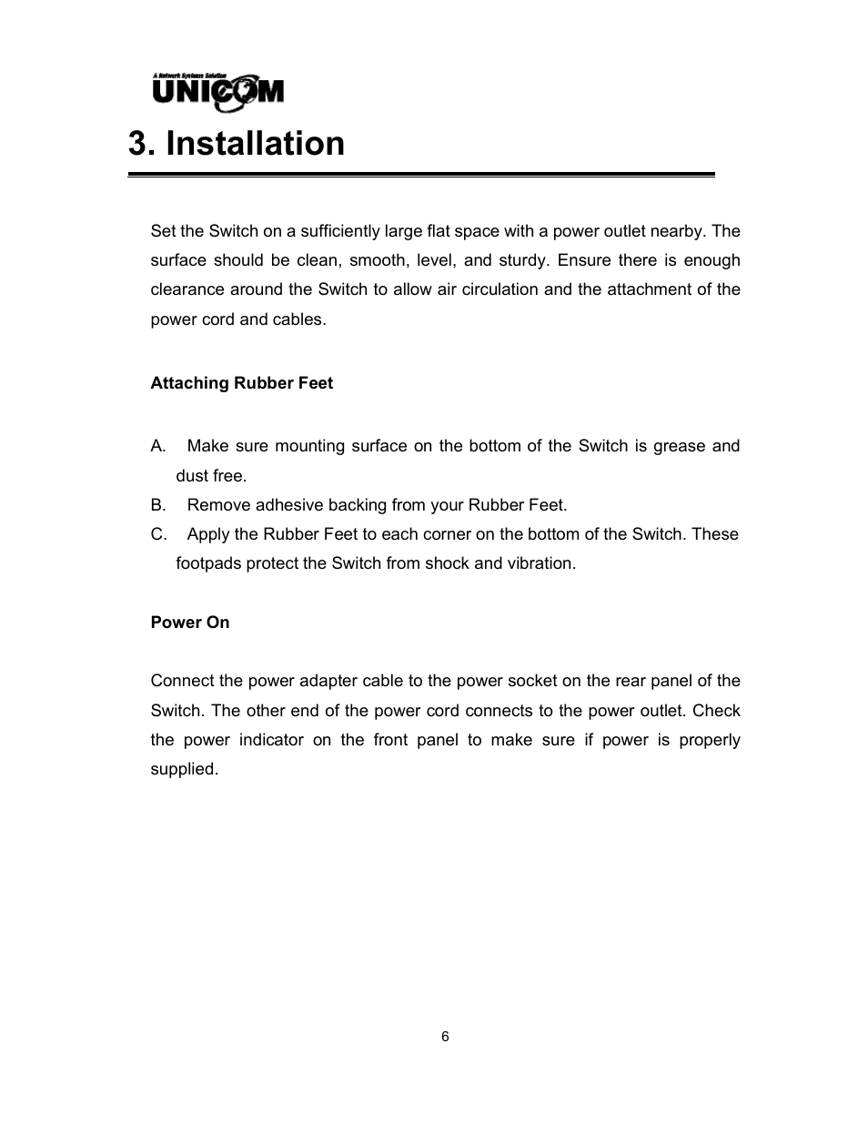 Installation | UNICOM Electric GEP-32008T User Manual | Page 9 / 12