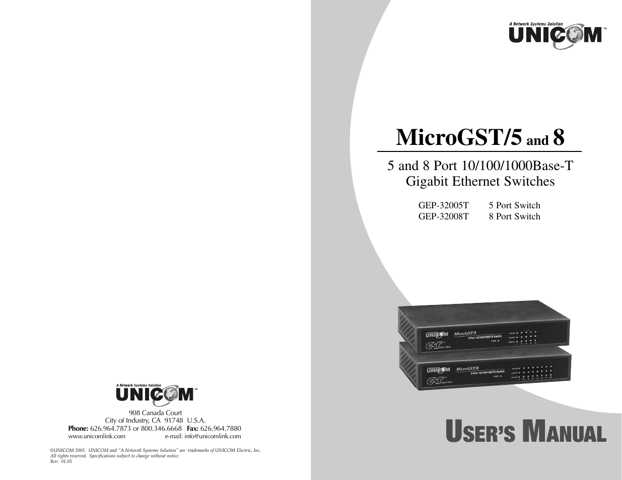 UNICOM Electric GEP-32005T User Manual | 12 pages