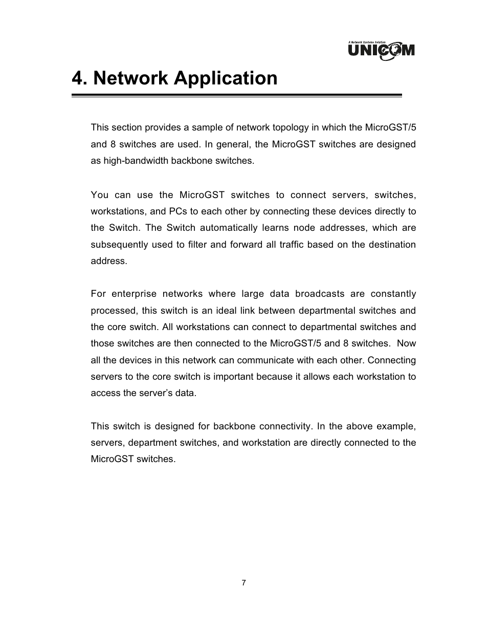 Network application | UNICOM Electric GEP-32005T User Manual | Page 10 / 12