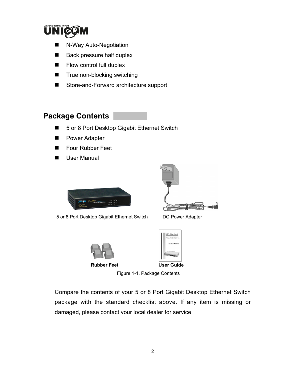 Package contents | UNICOM Electric GEP-32005T User Manual | Page 5 / 12