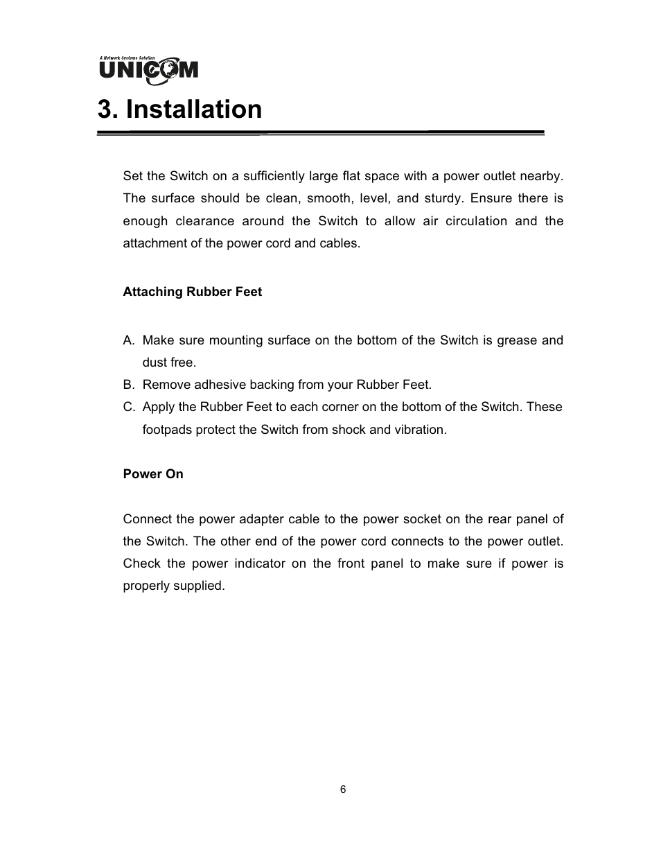 Installation | UNICOM Electric GEP-32005T User Manual | Page 9 / 12