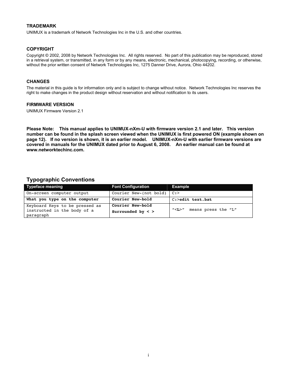 Typographic conventions | UNIMAX Houseware KVM Switch User Manual | Page 2 / 46
