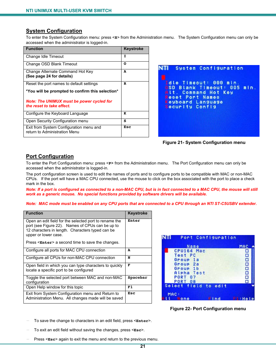 System configuration, Port configuration | UNIMAX Houseware KVM Switch User Manual | Page 26 / 46
