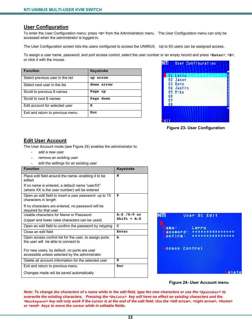 User configuration, Edit user account | UNIMAX Houseware KVM Switch User Manual | Page 27 / 46