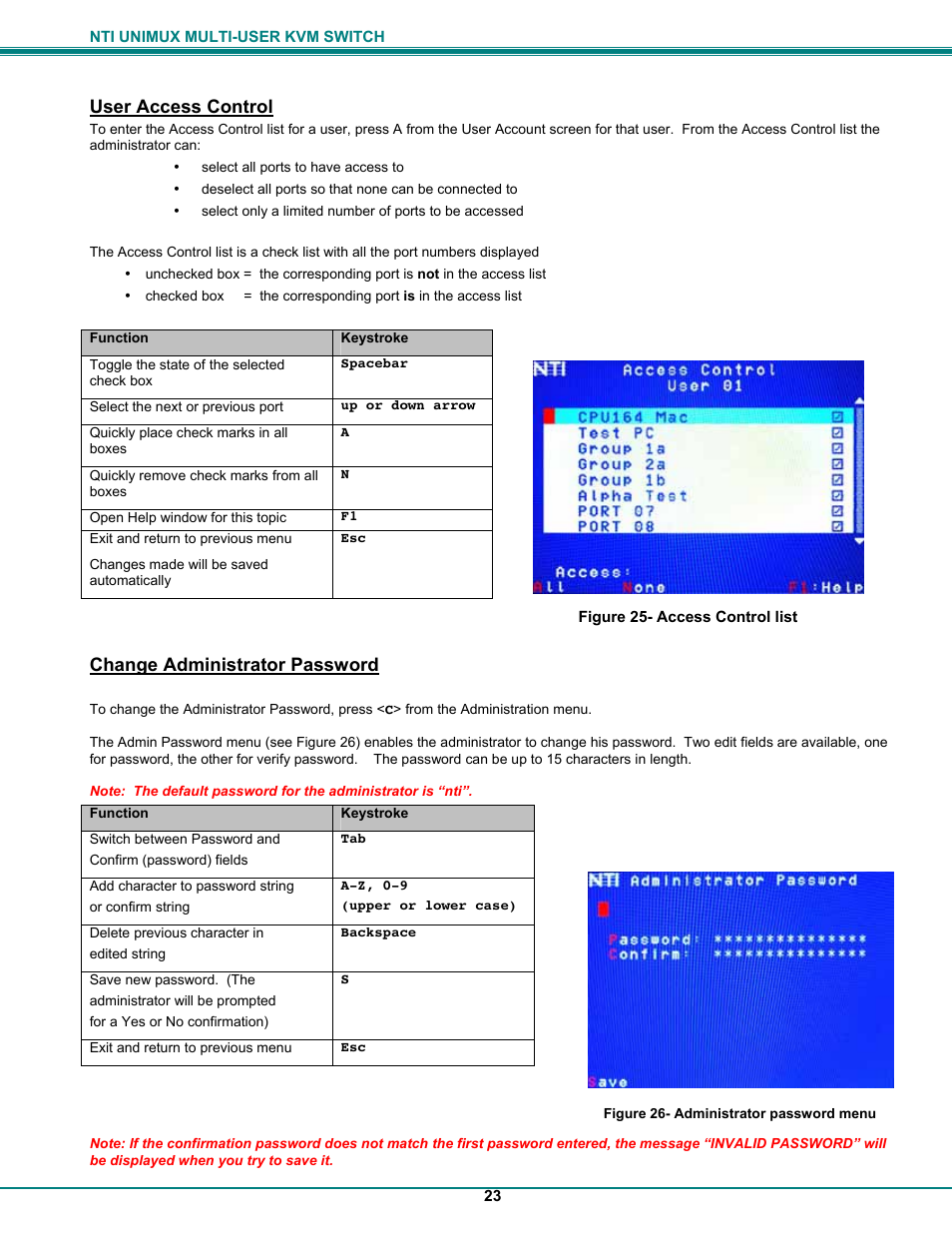 User access control, Change administrator password | UNIMAX Houseware KVM Switch User Manual | Page 28 / 46